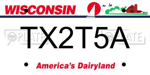 TX2T5A Wisconsin License Plate