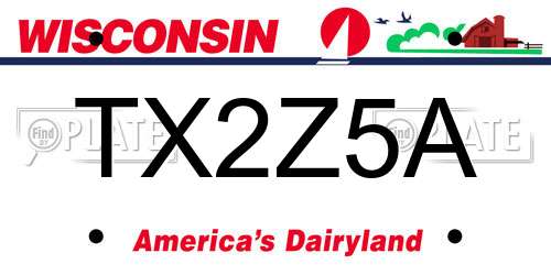TX2Z5A Wisconsin License Plate