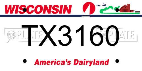 TX3160 Wisconsin License Plate