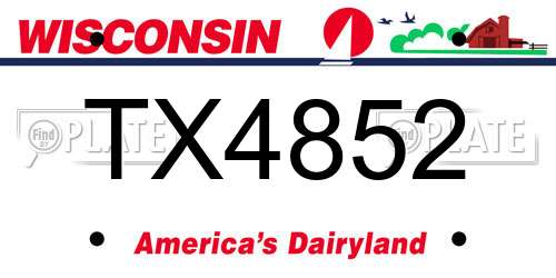 TX4852 Wisconsin License Plate
