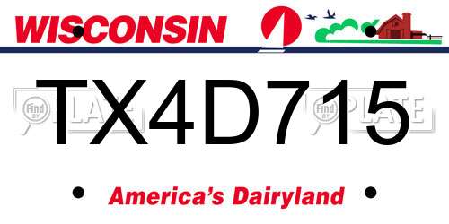 TX4D715 Wisconsin License Plate