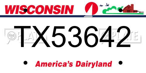 TX53642 Wisconsin License Plate