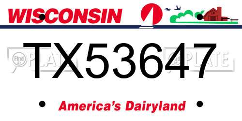 TX53647 Wisconsin License Plate