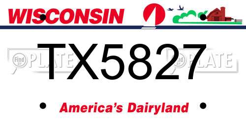 TX5827 Wisconsin License Plate