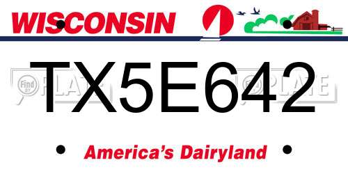 TX5E642 Wisconsin License Plate