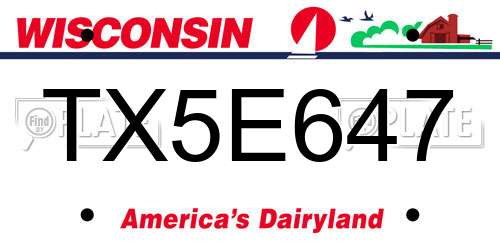 TX5E647 Wisconsin License Plate