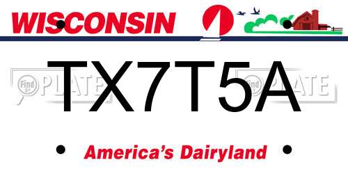 TX7T5A Wisconsin License Plate