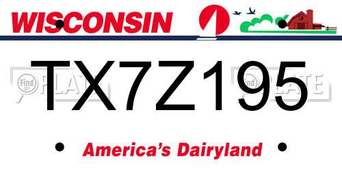 TX7Z195 Wisconsin License Plate