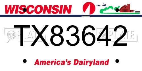TX83642 Wisconsin License Plate