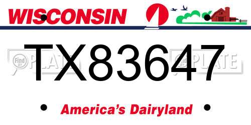TX83647 Wisconsin License Plate