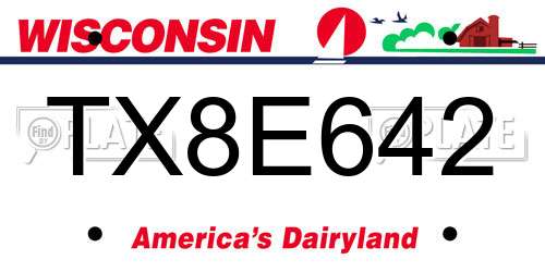 TX8E642 Wisconsin License Plate