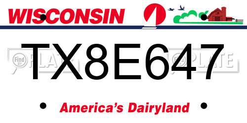 TX8E647 Wisconsin License Plate