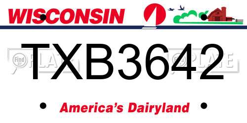 TXB3642 Wisconsin License Plate