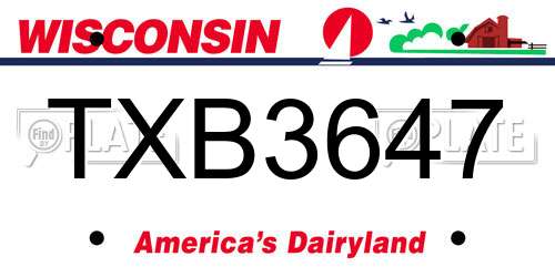 TXB3647 Wisconsin License Plate
