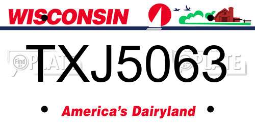 TXJ5063 Wisconsin License Plate