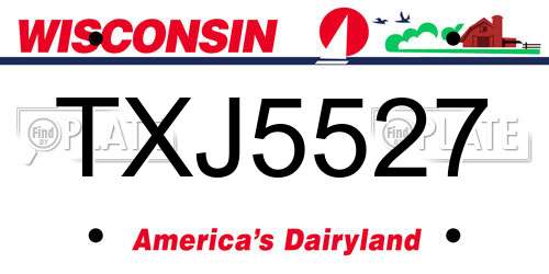 TXJ5527 Wisconsin License Plate