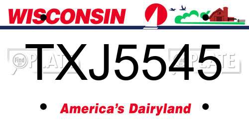 TXJ5545 Wisconsin License Plate