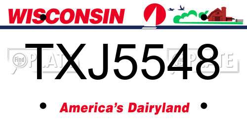 TXJ5548 Wisconsin License Plate