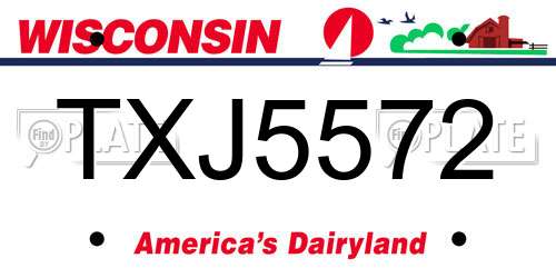 TXJ5572 Wisconsin License Plate