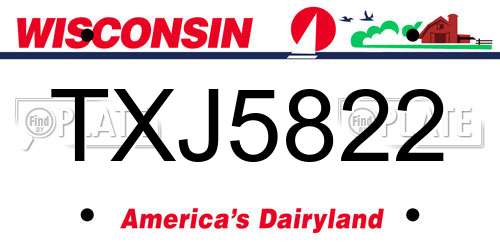 TXJ5822 Wisconsin License Plate