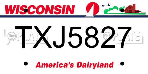 TXJ5827 Wisconsin License Plate