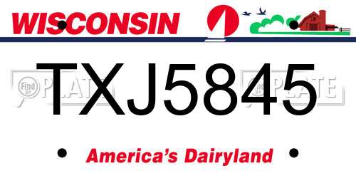 TXJ5845 Wisconsin License Plate