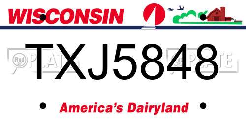 TXJ5848 Wisconsin License Plate
