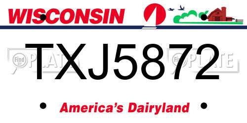 TXJ5872 Wisconsin License Plate