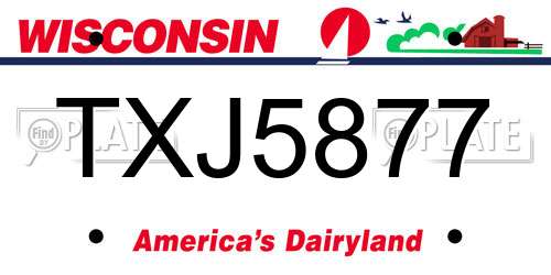 TXJ5877 Wisconsin License Plate