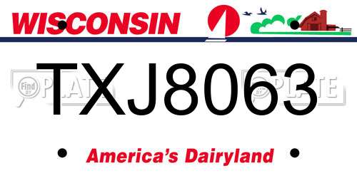 TXJ8063 Wisconsin License Plate