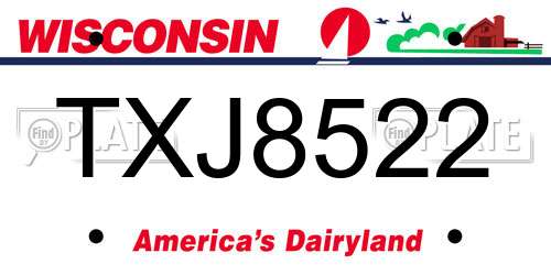 TXJ8522 Wisconsin License Plate