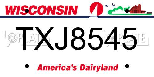 TXJ8545 Wisconsin License Plate