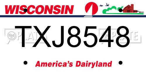 TXJ8548 Wisconsin License Plate