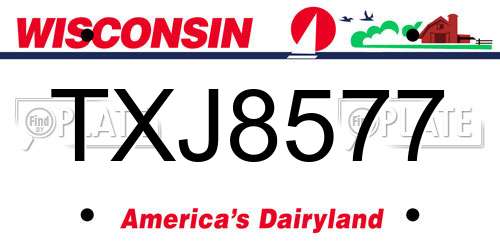 TXJ8577 Wisconsin License Plate