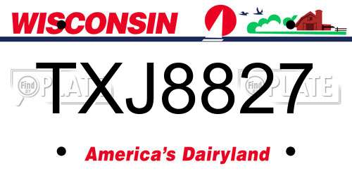 TXJ8827 Wisconsin License Plate
