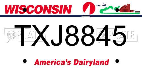 TXJ8845 Wisconsin License Plate