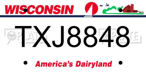 TXJ8848 Wisconsin License Plate