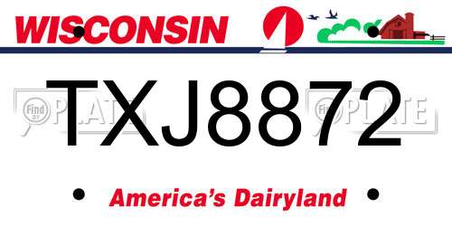 TXJ8872 Wisconsin License Plate