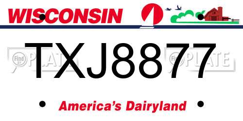 TXJ8877 Wisconsin License Plate