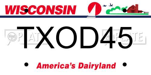 TXOD45 Wisconsin License Plate