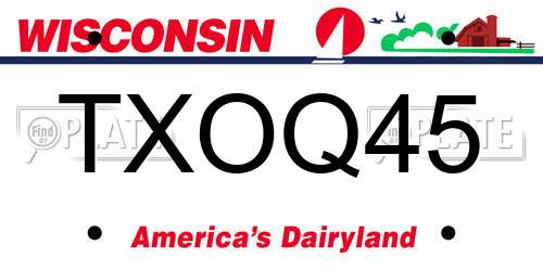 TXOQ45 Wisconsin License Plate