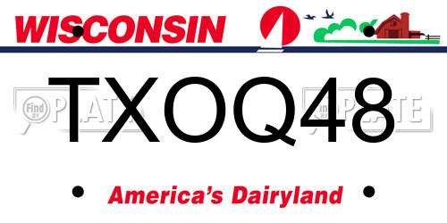 TXOQ48 Wisconsin License Plate