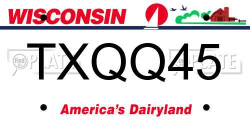 TXQQ45 Wisconsin License Plate