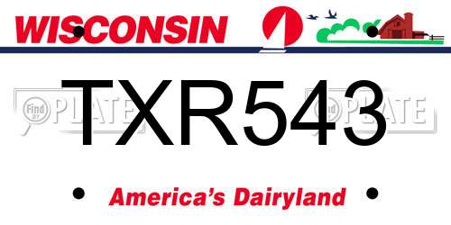 TXR543 Wisconsin License Plate