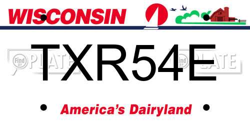 TXR54E Wisconsin License Plate