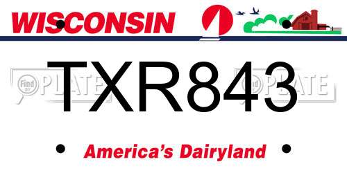 TXR843 Wisconsin License Plate