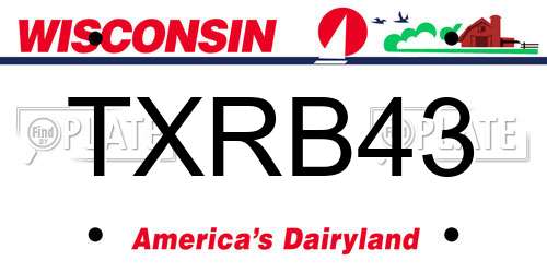 TXRB43 Wisconsin License Plate