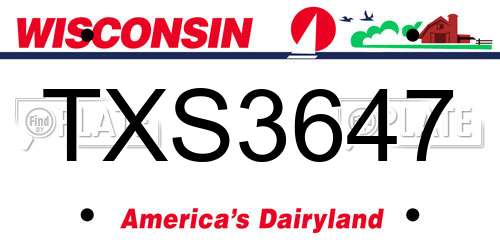 TXS3647 Wisconsin License Plate