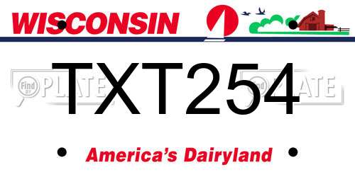 TXT254 Wisconsin License Plate