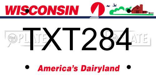 TXT284 Wisconsin License Plate